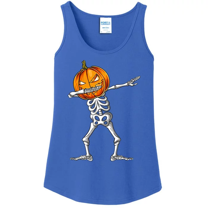 Dabbing Skeleton Pumpkin Halloween Costume Dab Gift Ladies Essential Tank