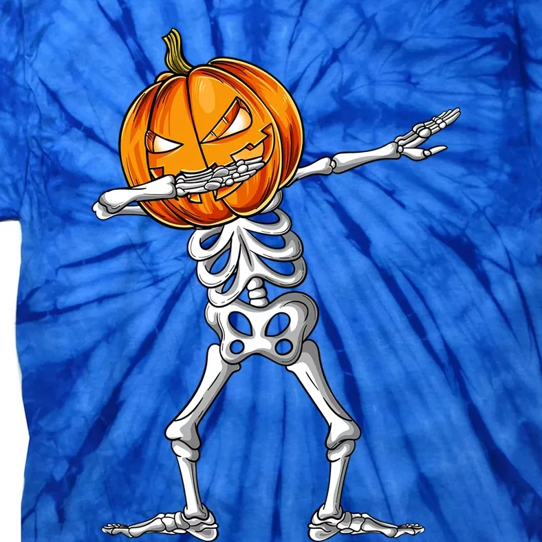 Dabbing Skeleton Pumpkin Halloween Costume Dab Gift Tie-Dye T-Shirt