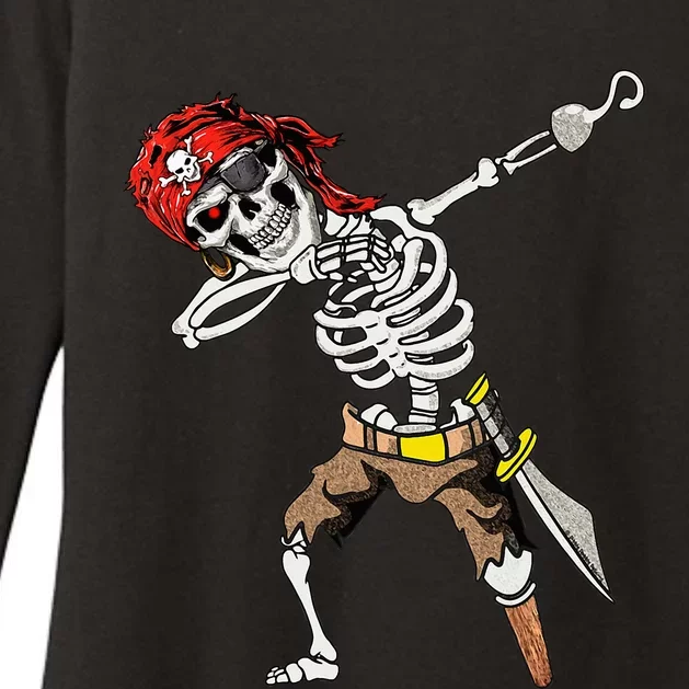 Dabbing Skeleton Pirate Halloween Jolly Roger Pirate Womens CVC Long Sleeve Shirt