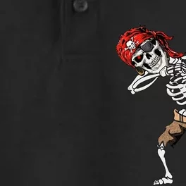 Dabbing Skeleton Pirate Halloween Jolly Roger Pirate Dry Zone Grid Performance Polo