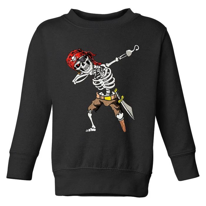 Dabbing Skeleton Pirate Halloween Jolly Roger Pirate Toddler Sweatshirt