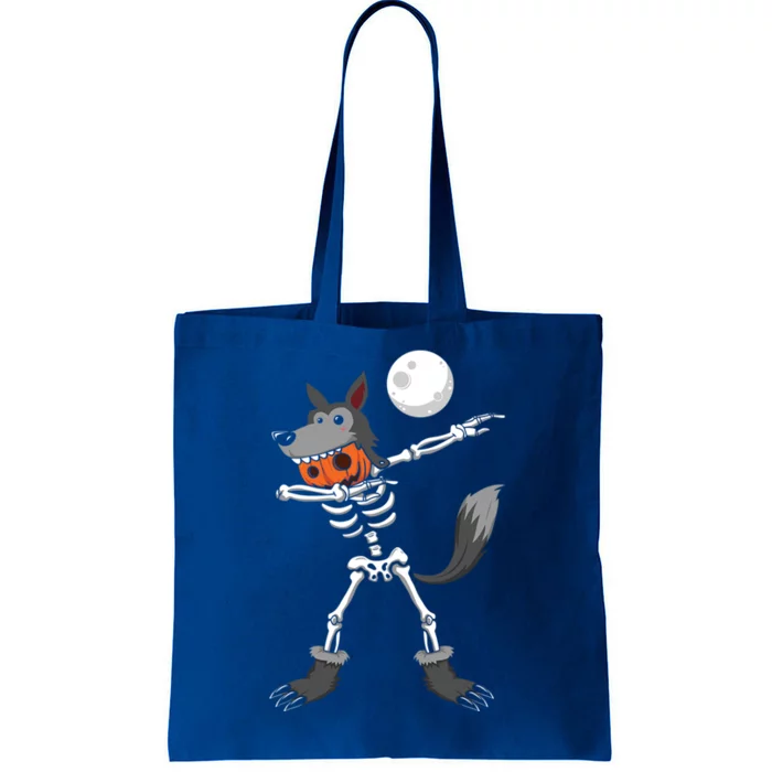 Dabbing Skeleton Pumpkin Skull Head Werewolf Dab Halloween Gift Tote Bag