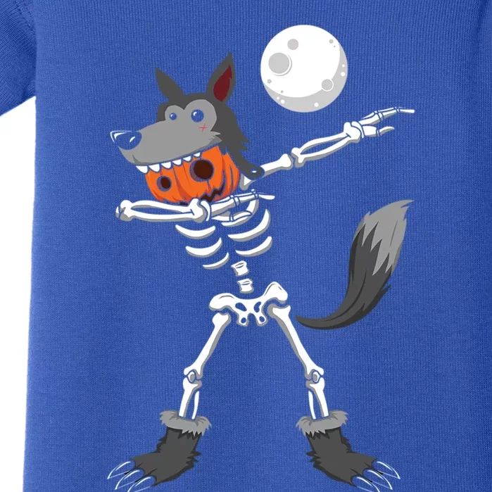 Dabbing Skeleton Pumpkin Skull Head Werewolf Dab Halloween Gift Baby Bodysuit