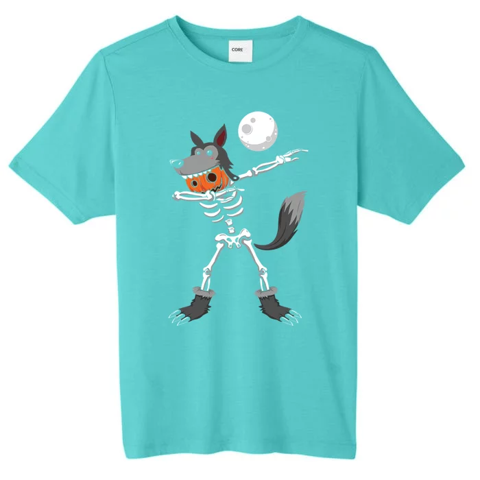 Dabbing Skeleton Pumpkin Skull Head Werewolf Dab Halloween Gift ChromaSoft Performance T-Shirt