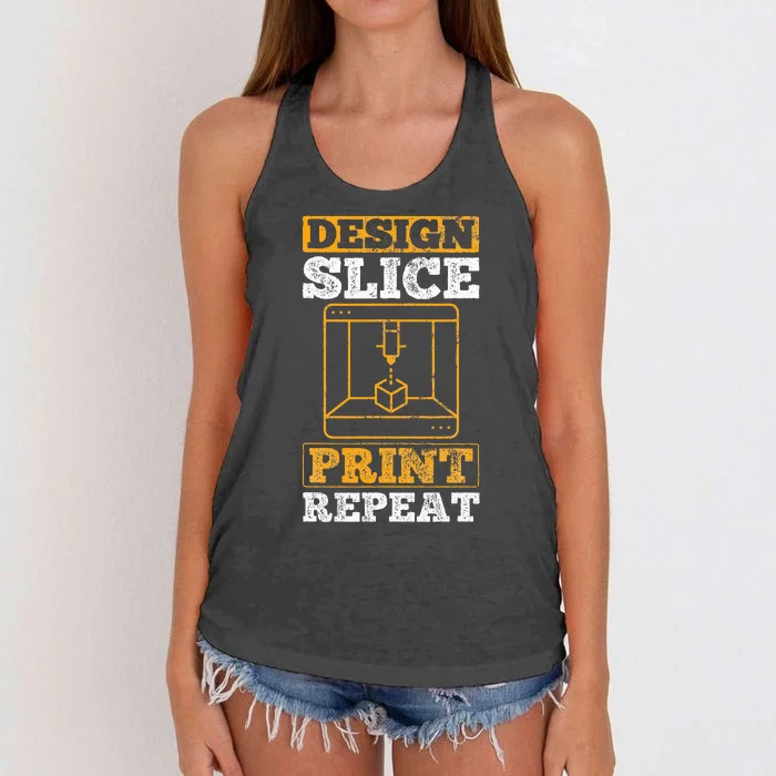 Design Slice Print Repeat 3D Printer 3D Printing Women's Knotted Racerback Tank