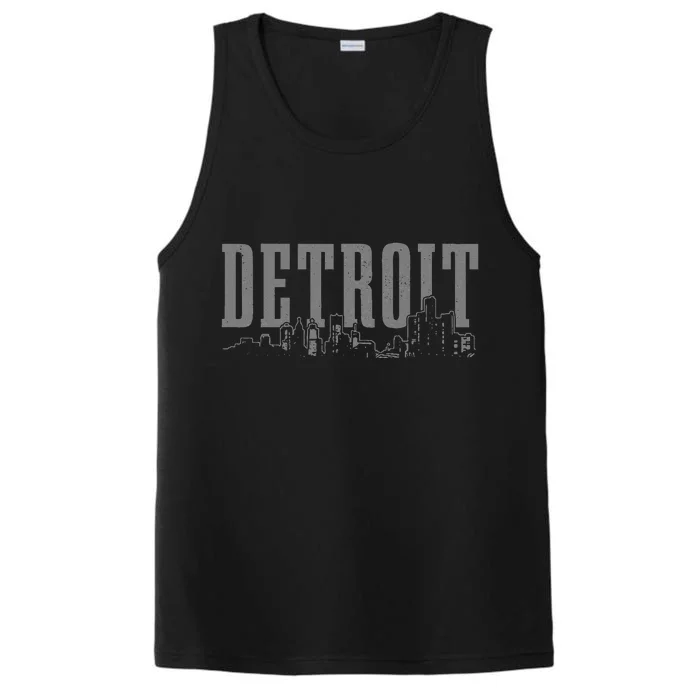 Detroit Skyline Pride Vintage Detroit Michigan Performance Tank