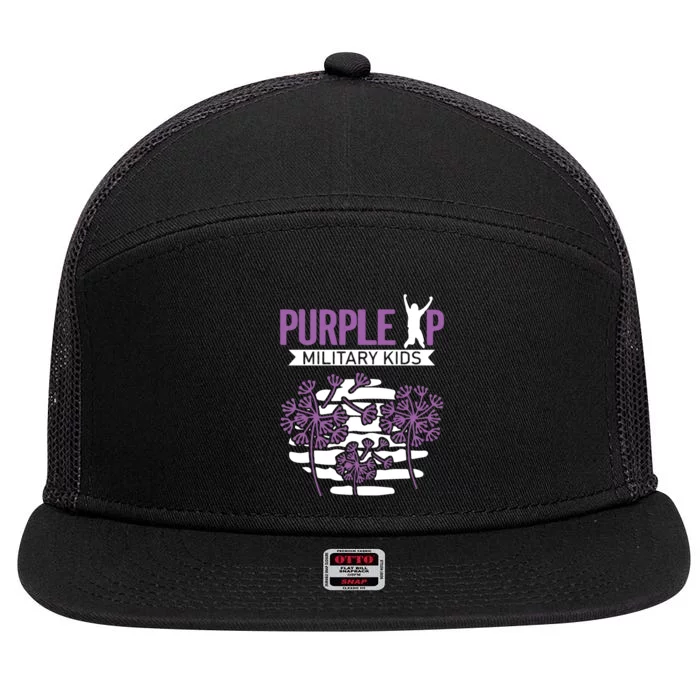 Dandelion Speading Purple Up Proud Of Military Children 7 Panel Mesh Trucker Snapback Hat