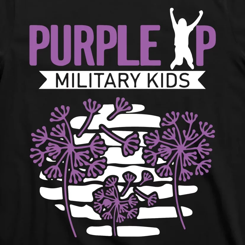 Dandelion Speading Purple Up Proud Of Military Children T-Shirt