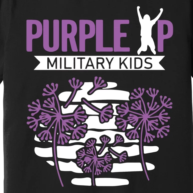 Dandelion Speading Purple Up Proud Of Military Children Premium T-Shirt