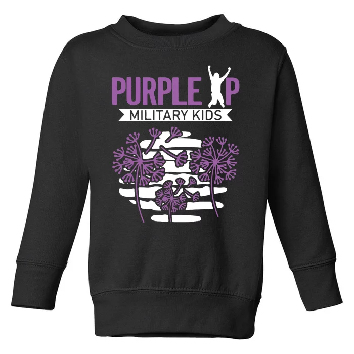 Dandelion Speading Purple Up Proud Of Military Children Toddler Sweatshirt