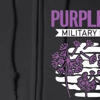 Dandelion Speading Purple Up Proud Of Military Children Full Zip Hoodie