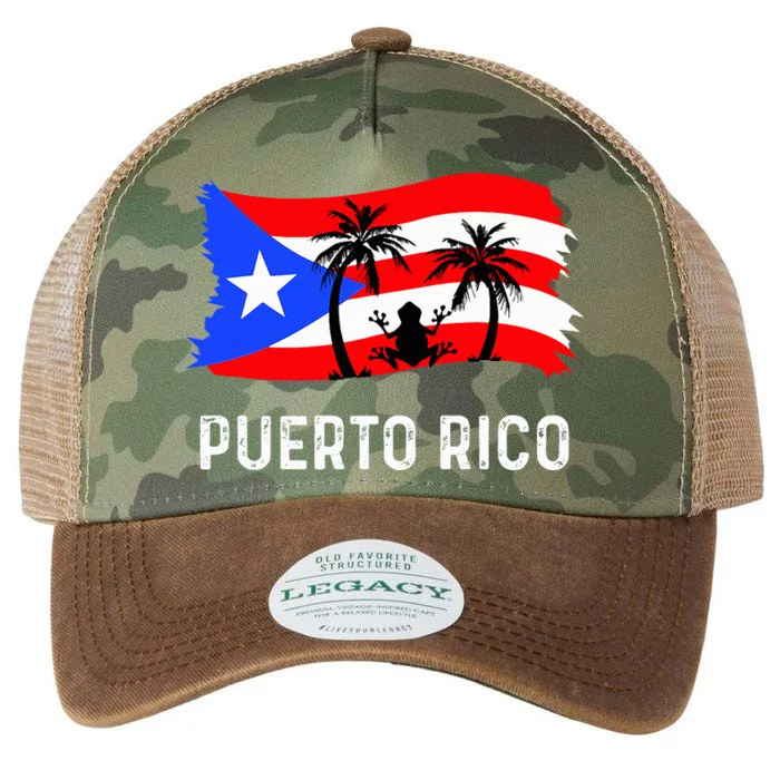 Distressed Style Puerto Rico Frog Puerto Legacy Tie Dye Trucker Hat