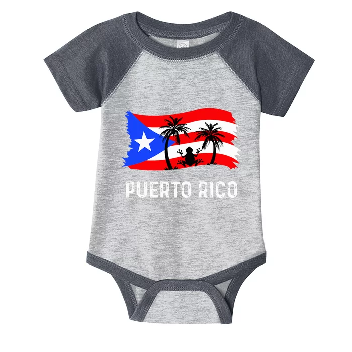 Distressed Style Puerto Rico Frog Puerto Infant Baby Jersey Bodysuit