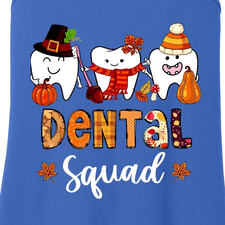 Dental Squad Pumpkin Fall Leaves Tooth Dentist Thanksgiving Ladies Essential Tank