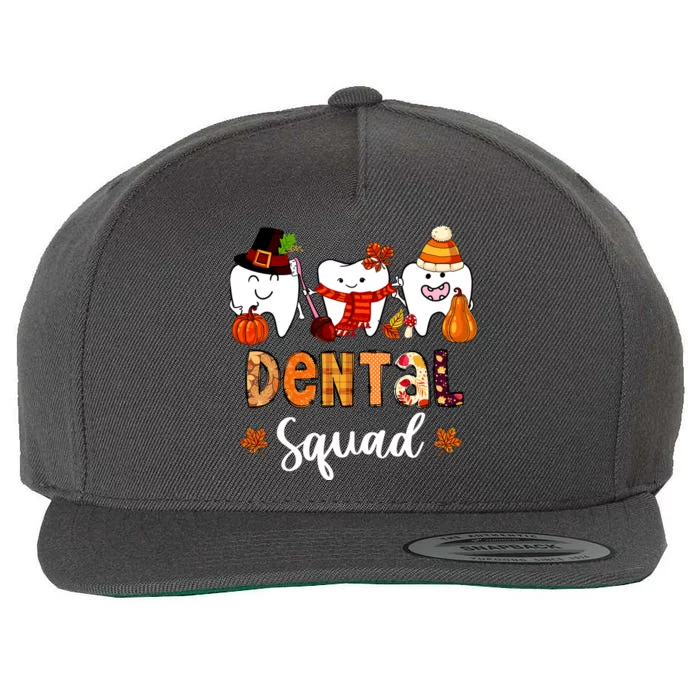 Dental Squad Pumpkin Fall Leaves Tooth Dentist Thanksgiving Wool Snapback Cap