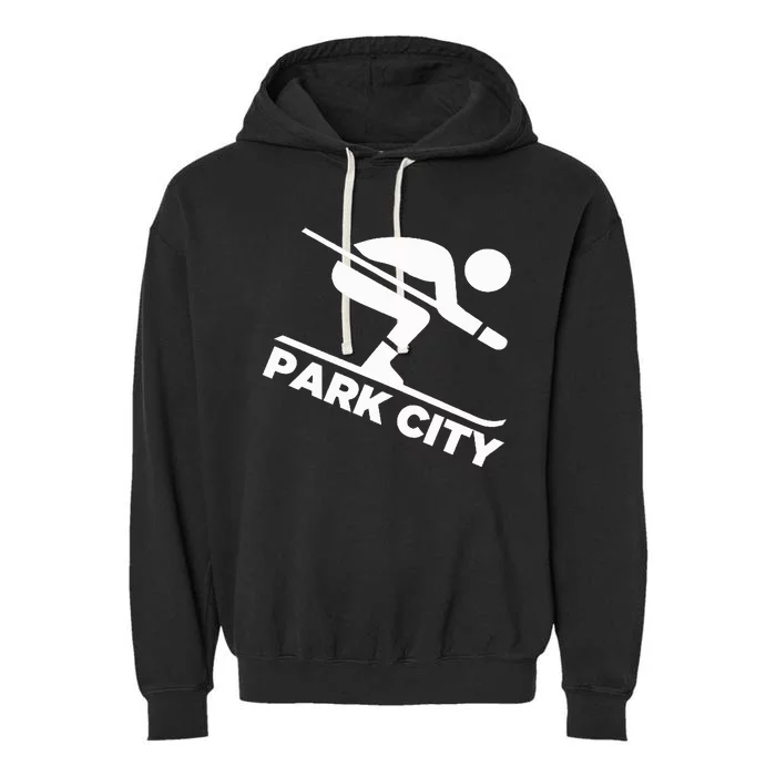 Downhill Skiing Park City Utah Garment-Dyed Fleece Hoodie