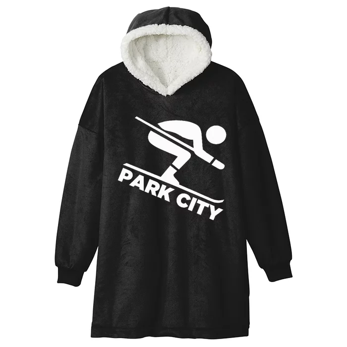 Downhill Skiing Park City Utah Hooded Wearable Blanket