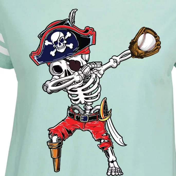 Dabbing Skeleton Pirate Baseball Ball Halloween Costume Enza Ladies Jersey Football T-Shirt