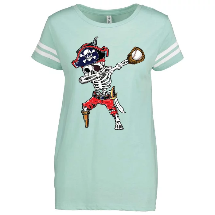 Dabbing Skeleton Pirate Baseball Ball Halloween Costume Enza Ladies Jersey Football T-Shirt