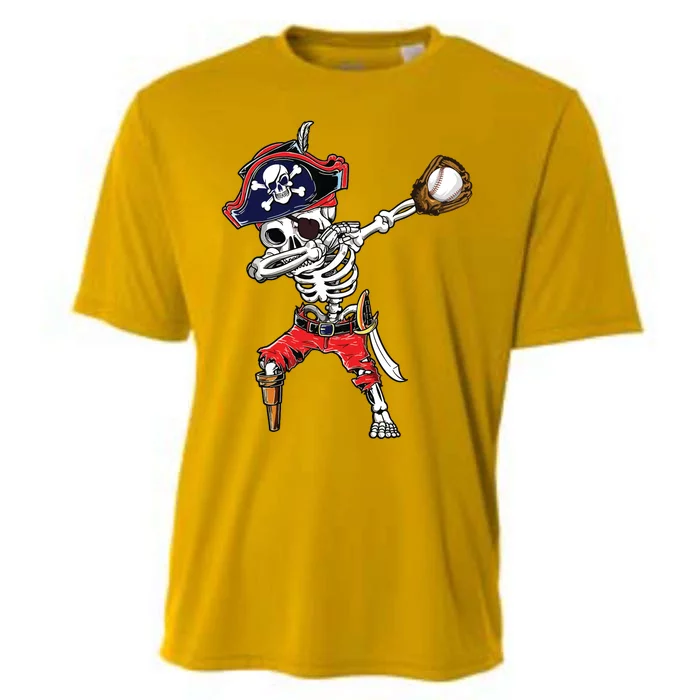 Dabbing Skeleton Pirate Baseball Ball Halloween Costume Cooling Performance Crew T-Shirt