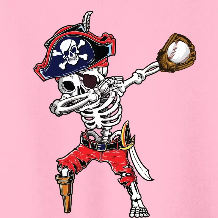 Dabbing Skeleton Pirate Baseball Ball Halloween Costume Toddler T-Shirt