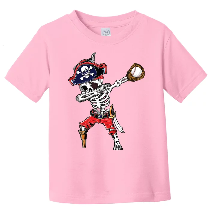 Dabbing Skeleton Pirate Baseball Ball Halloween Costume Toddler T-Shirt