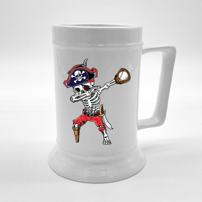 Dabbing Skeleton Pirate Baseball Ball Halloween Costume Front & Back Beer Stein