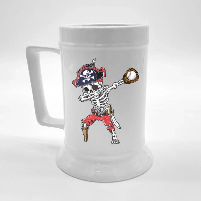 Dabbing Skeleton Pirate Baseball Ball Halloween Costume Front & Back Beer Stein