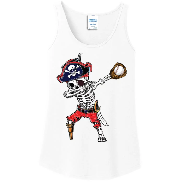 Dabbing Skeleton Pirate Baseball Ball Halloween Costume Ladies Essential Tank