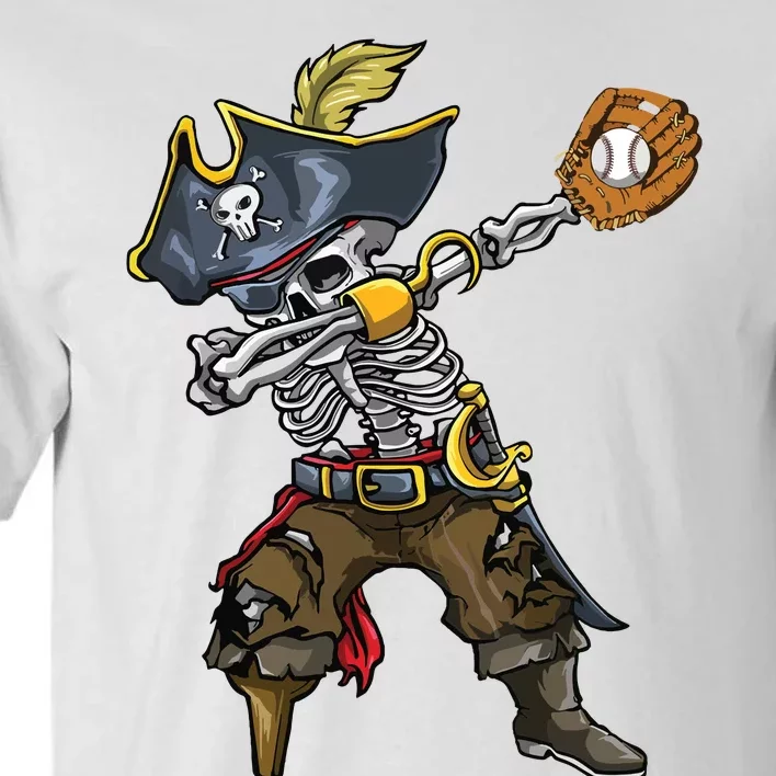 Dabbing Skeleton Pirate Baseball Lover Halloween Costume Tall T-Shirt