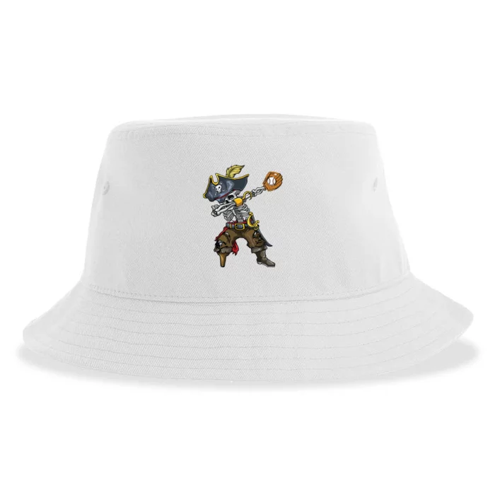 Dabbing Skeleton Pirate Baseball Lover Halloween Costume Sustainable Bucket Hat