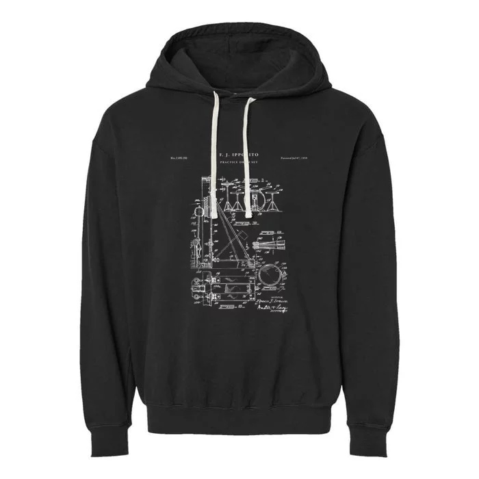 Drum Set Patent Percussion Garment-Dyed Fleece Hoodie