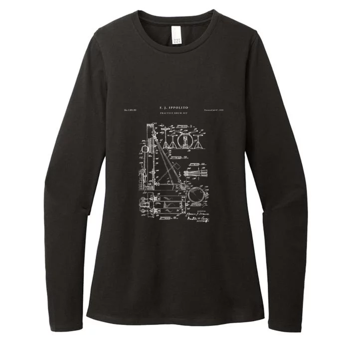 Drum Set Patent Percussion Womens CVC Long Sleeve Shirt