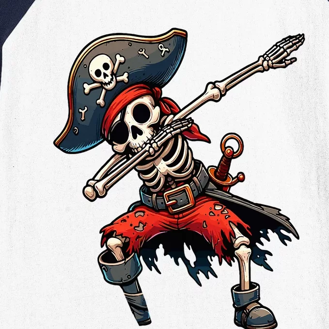 Dabbing Skeleton Pirate Baseball Sleeve Shirt