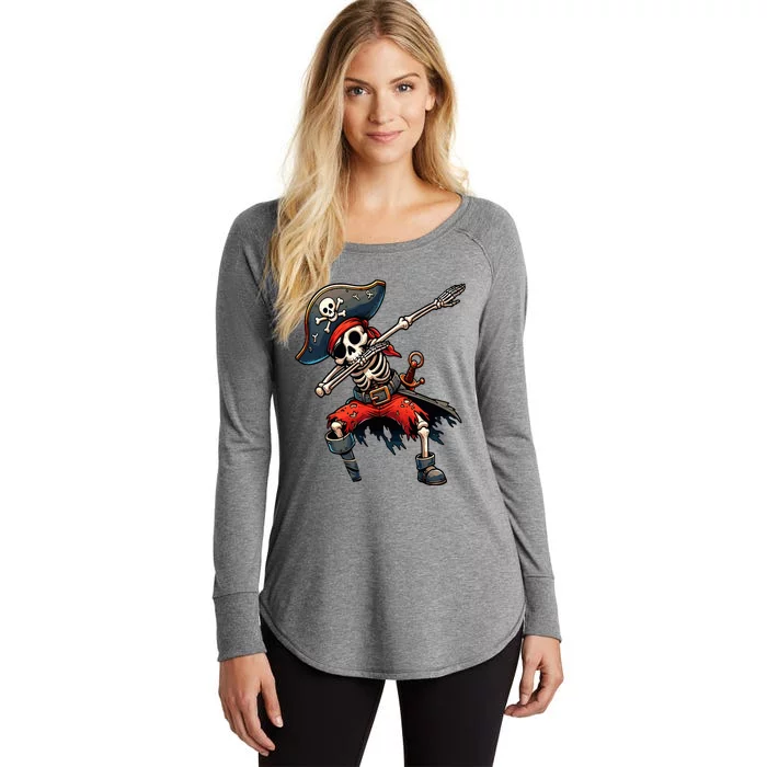 Dabbing Skeleton Pirate Women's Perfect Tri Tunic Long Sleeve Shirt