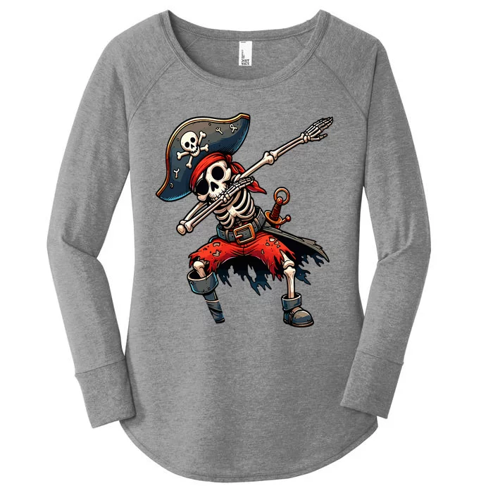 Dabbing Skeleton Pirate Women's Perfect Tri Tunic Long Sleeve Shirt