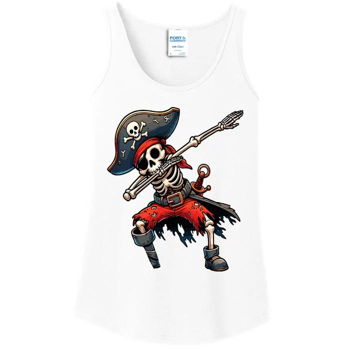 Dabbing Skeleton Pirate Ladies Essential Tank