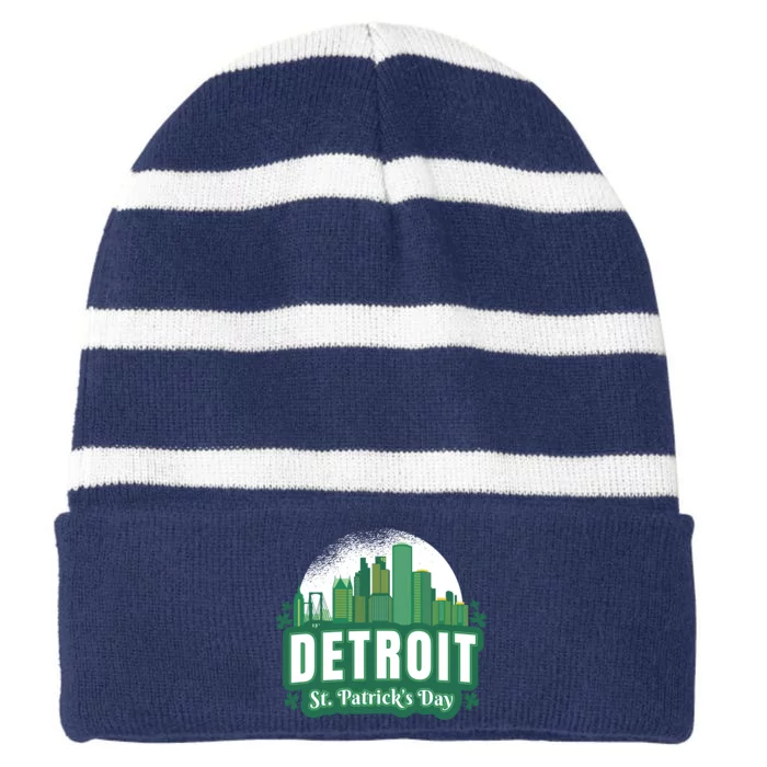 Detroit St Patricks Day Striped Beanie with Solid Band