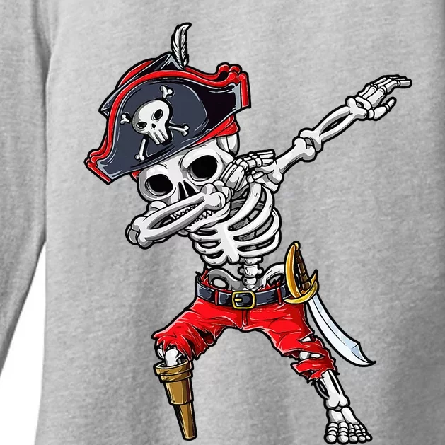 Dabbing Skeleton Pirate Halloween Womens CVC Long Sleeve Shirt