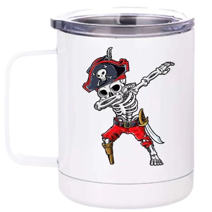 Dabbing Skeleton Pirate Halloween Front & Back 12oz Stainless Steel Tumbler Cup