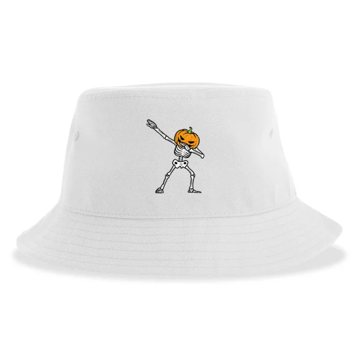 Dabbing Skeleton Pumpkin Dab Halloween Costume Sustainable Bucket Hat