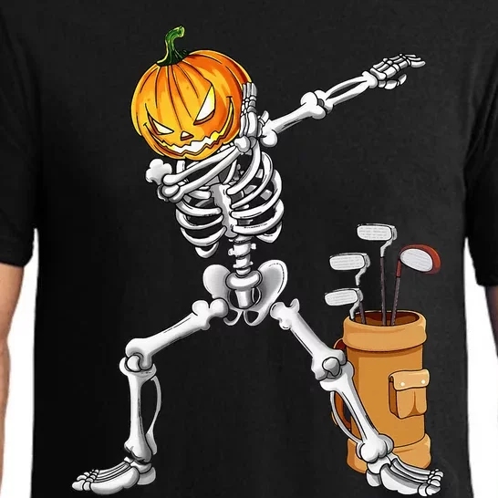 Dabbing Skeleton Pumpkin Golf Halloween Costume Gift Kids Pajama Set