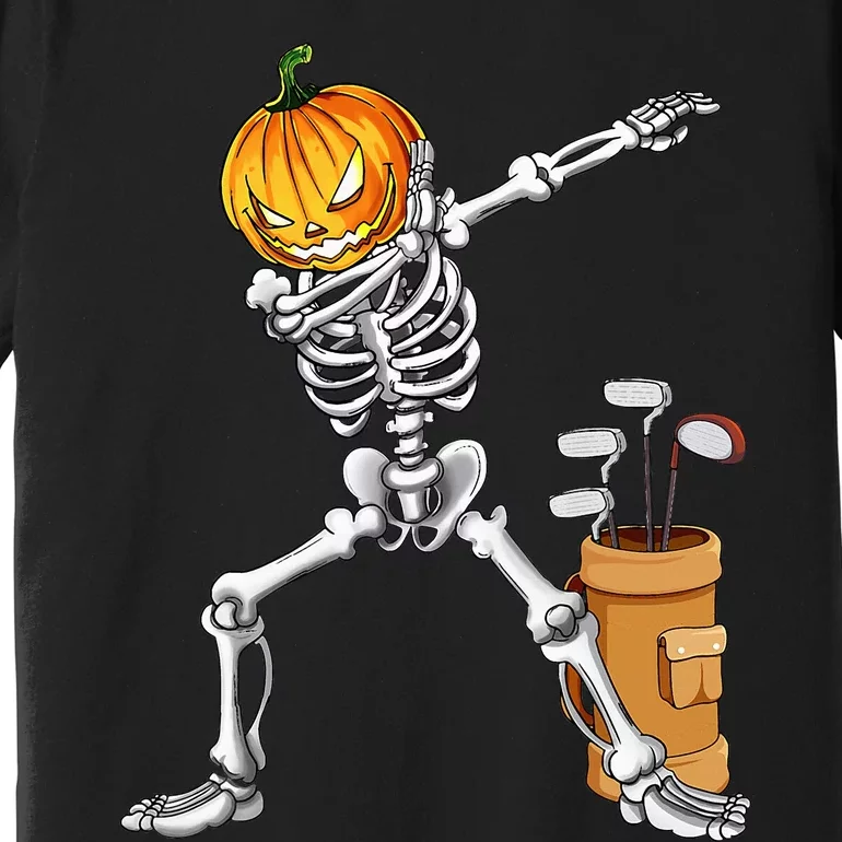 Dabbing Skeleton Pumpkin Golf Halloween Costume Gift Kids Premium T-Shirt