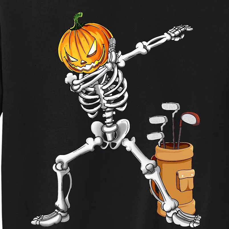 Dabbing Skeleton Pumpkin Golf Halloween Costume Gift Kids Tall Sweatshirt