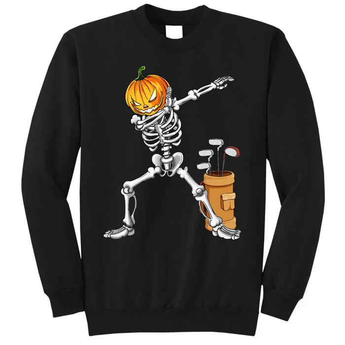 Dabbing Skeleton Pumpkin Golf Halloween Costume Gift Kids Tall Sweatshirt