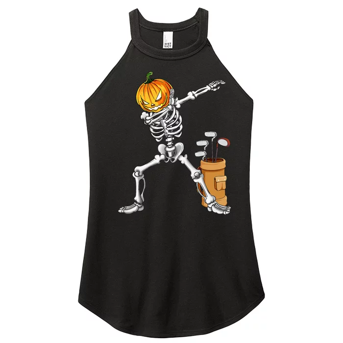 Dabbing Skeleton Pumpkin Golf Halloween Costume Gift Kids Women’s Perfect Tri Rocker Tank