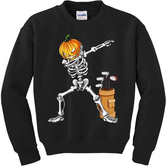 Dabbing Skeleton Pumpkin Golf Halloween Costume Gift Kids Kids Sweatshirt