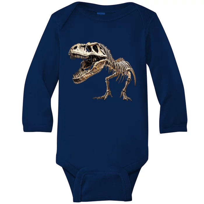 Dinosaur Skeleton Prehistoric Scary T Rex Dino Funny Gift Baby Long Sleeve Bodysuit