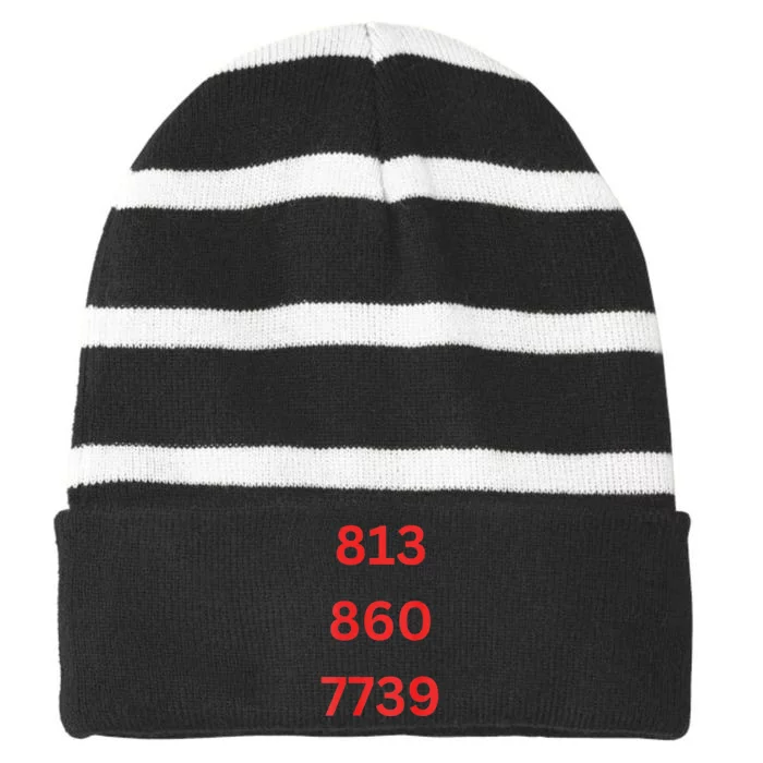 Double Sized Patriot Cleanup Design Striped Beanie with Solid Band