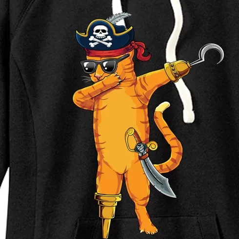 Dabbing Spooky Pirate Cat Halloween Costume Great Gift Women's Fleece Hoodie